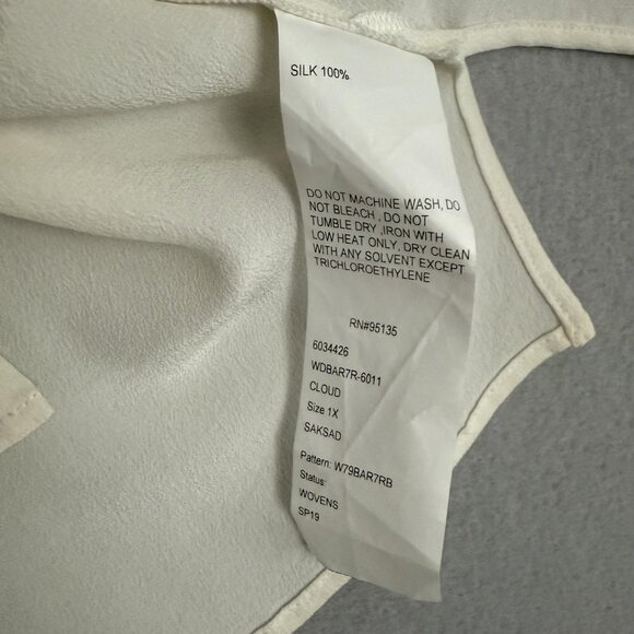 Lafayette 148 New York Shirt Womens 1X White Silk Button Front Rolled Sleeve - Picture 8 of 10